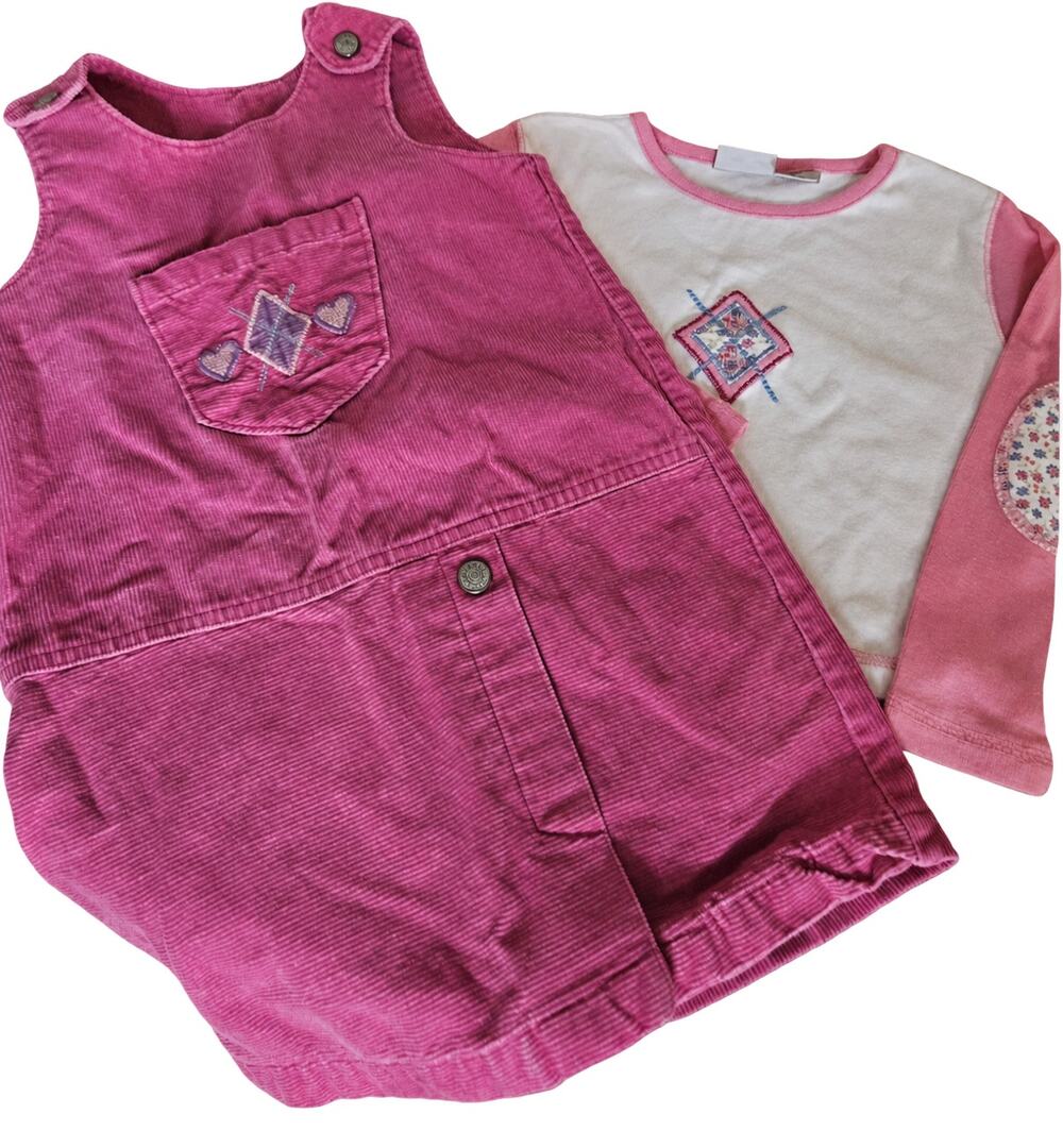 Vintage Canyon River Blues Girls 4T Corduroy Jumper Shirt Outfit Pink 2pc